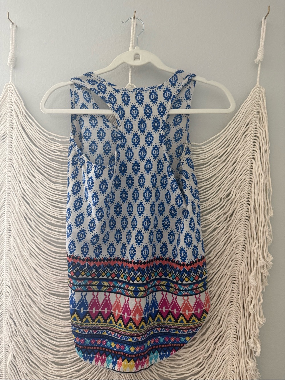 Blue & Multi-Color Printed Tank Top - Picture 4 of 4